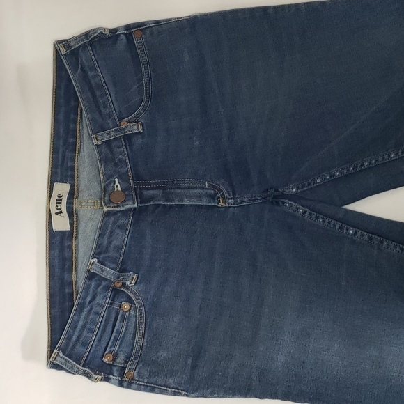 𝅺ACNE Lightly Distressed Medium Wash Deisgner Jeans Mid Rise - Picture 4 of 7